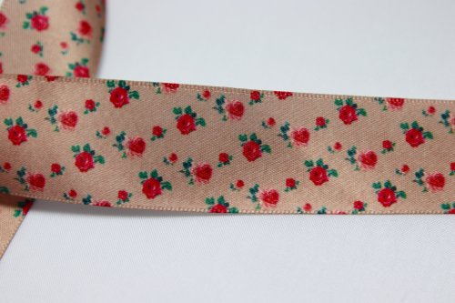 Satinband Blumen - Hoodieband - lachs - 25 mm